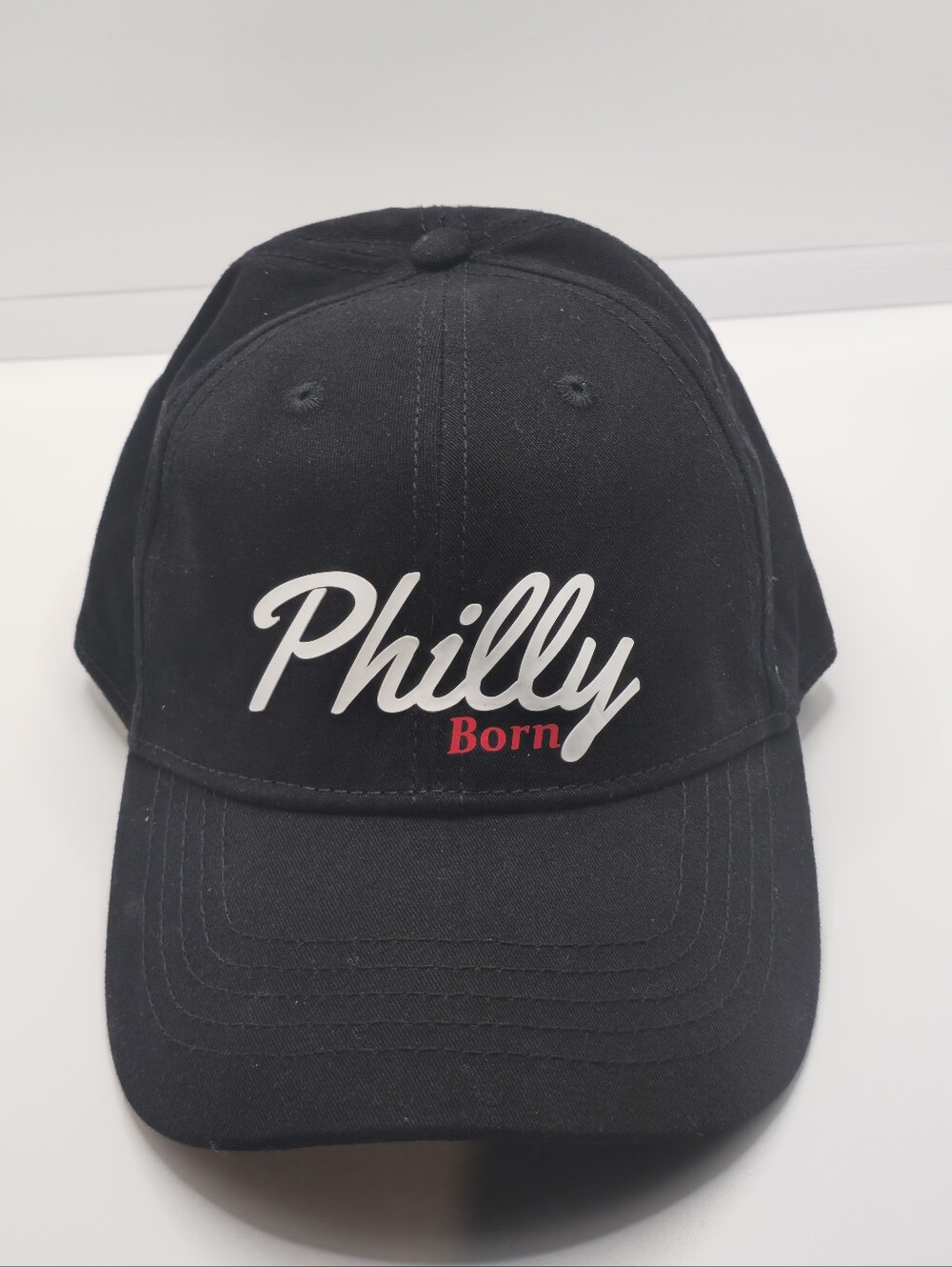 Custom baseball cap with the phrase Philly born